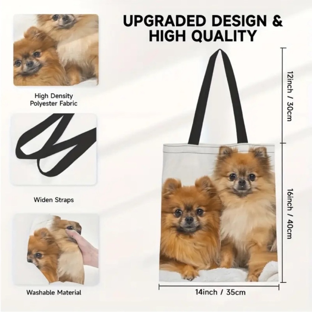 LAST ONE Pomeranian Duo Tote Bag 16"x 14" NIP - Picture 2 of 2